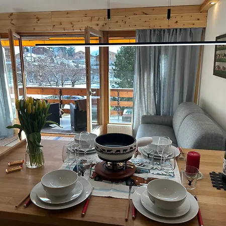 Appartement Flat In Sur Ollon, Amethyste, For 4, With Two Double Beds, Balcony And 75m To Ski-train