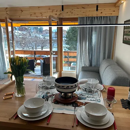 Apartment Flat In Sur Ollon, Amethyste, For 4, With Two Double Beds, Balcony And 75m To Ski-train