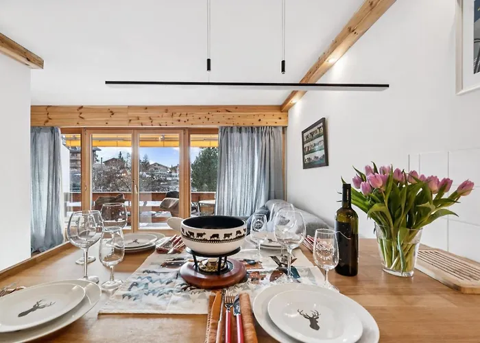 Apartman Flat In Sur Ollon, Amethyste, For 4, With Two Double Beds, Balcony And 75m To Ski-train