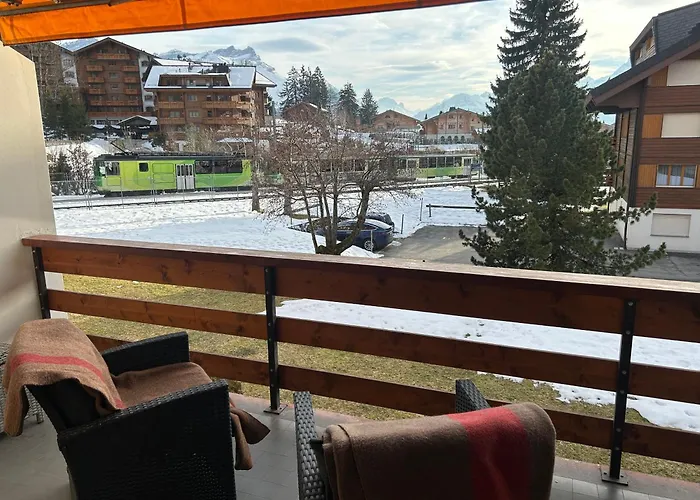 Flat In Sur Ollon, Amethyste, For 4, With Two Double Beds, Balcony And 75m To Ski-train ヴィラール・シュル・オロン