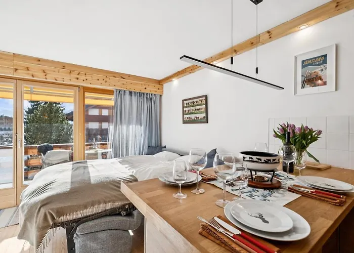 Flat In Sur Ollon, Amethyste, For 4, With Two Double Beds, Balcony And 75m To Ski-train ヴィラール・シュル・オロン
